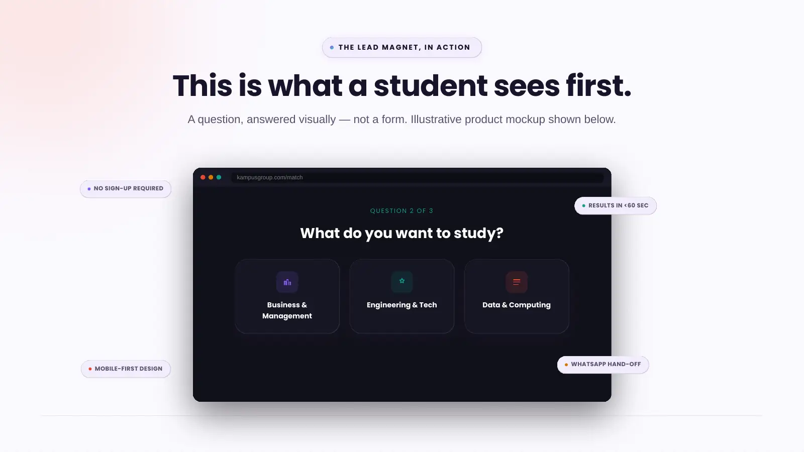 Slide 10: The lead magnet in action: what a student sees first
