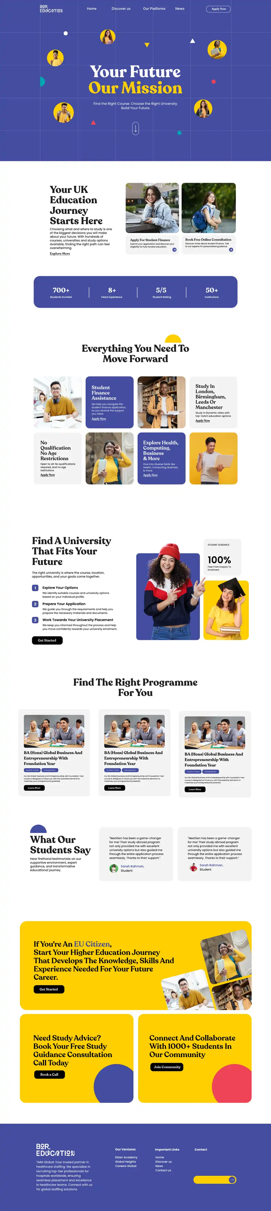 Bor Education website before the redesign